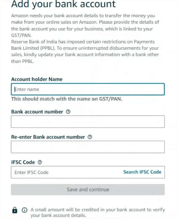 add bank account amazon seller