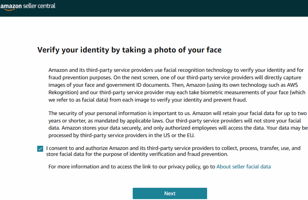 verify identity on amazon seller